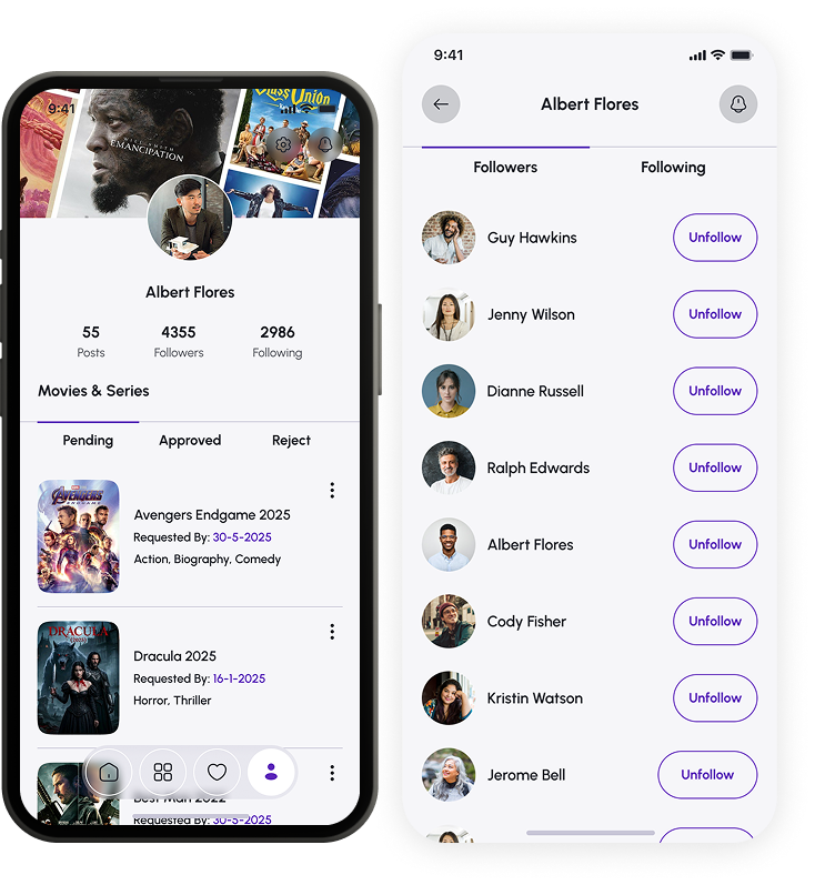 Profile & Followers Screen Mockup