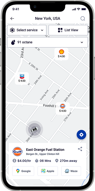 Find Nearby Fuel App Screen