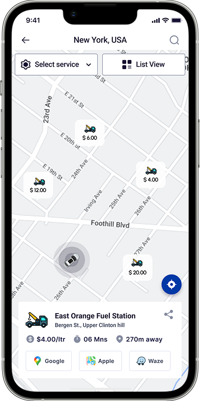 Find Nearby Fuel App Screen