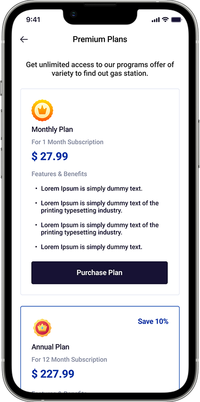 Find Nearby Fuel App Screen