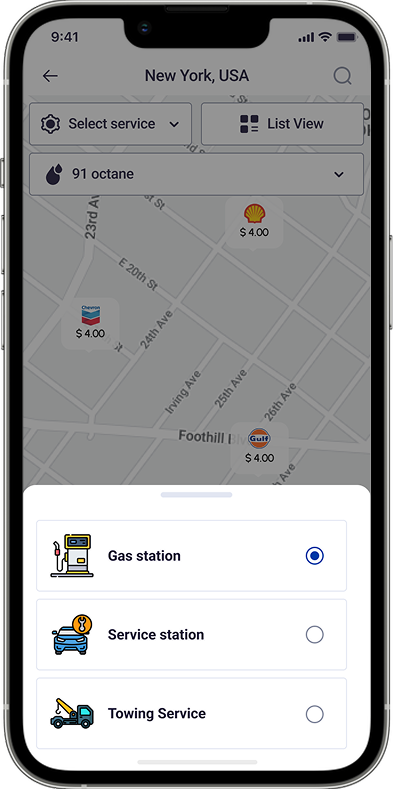 Find Nearby Fuel App Screen