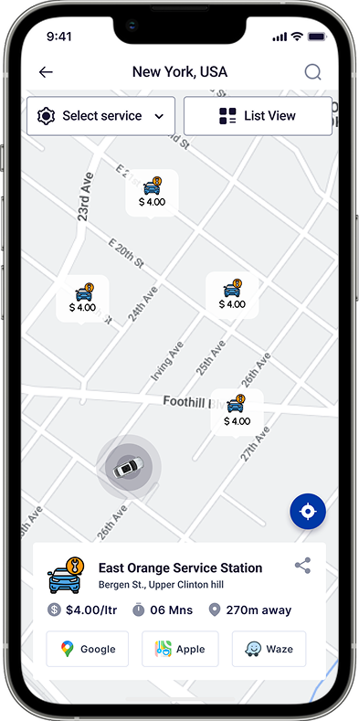 Find Nearby Fuel App Screen