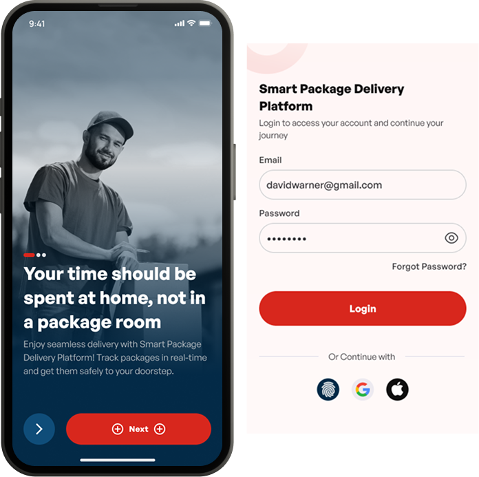 Onboarding & Login Screen Mockup